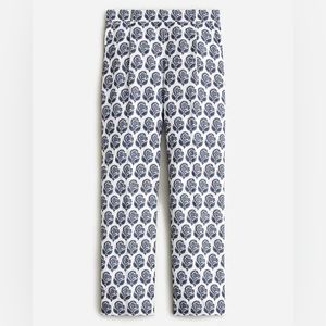 Straight-leg essential pant in bouquet block print Chelsea linen-cupro b…